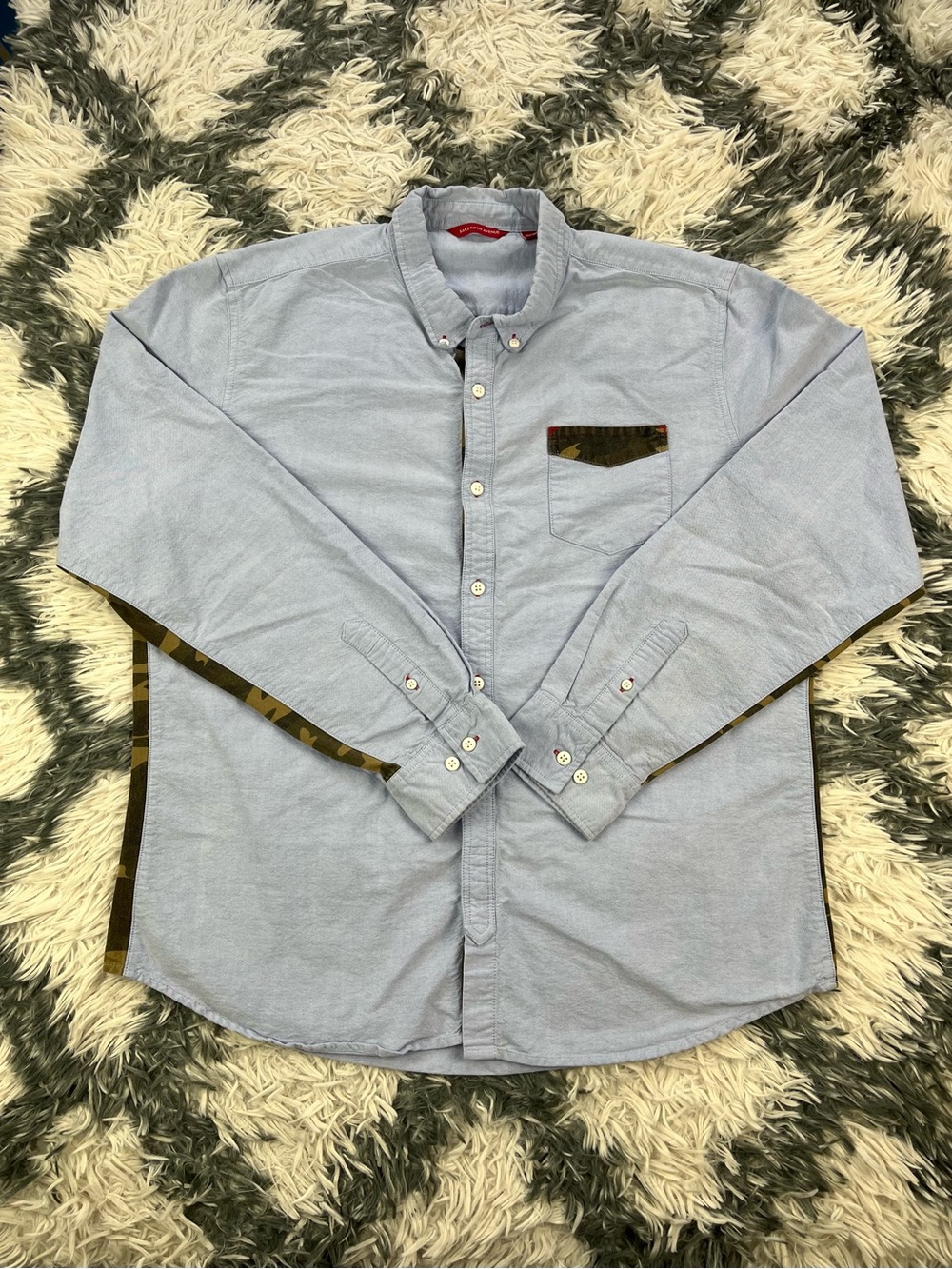 Sak’s Fifth Avenue Men’s Dress Shirt Camo Trim Size XL